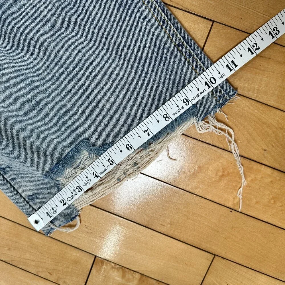 AVEC LES FILLES Acid Wash Distressed Destroyed Wide Leg Denim Jeans Size 29